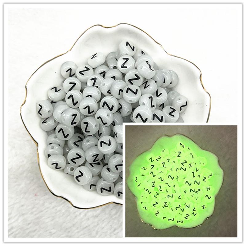 100 Stück 7x4mm A-Z Leuchtende Perlen Buchstabenperlen Acryl Abstandshalter Perlen Für Schmuckherstellung DIY Anhänger Armband