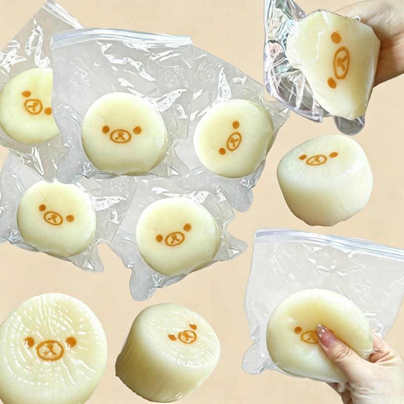 Squishy Bear Radish Squeeze Toys Soft Mochi Fidget Toy Slow Rising Stress Relief Fidget Toy for Adults ASMR Decompression Gift