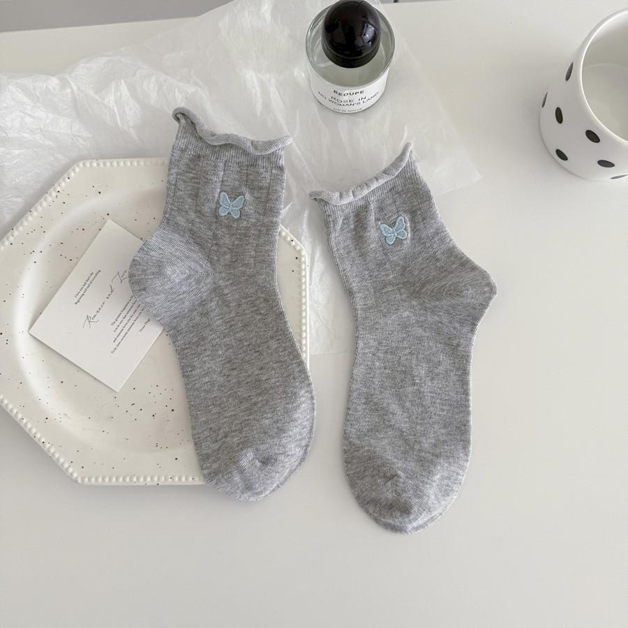 Women's Spring and Autumn Mesh Bow Embroidery Mid-calf Socks, Women's Slimming Trendy Socks, Rolled-up Postpartum Socks