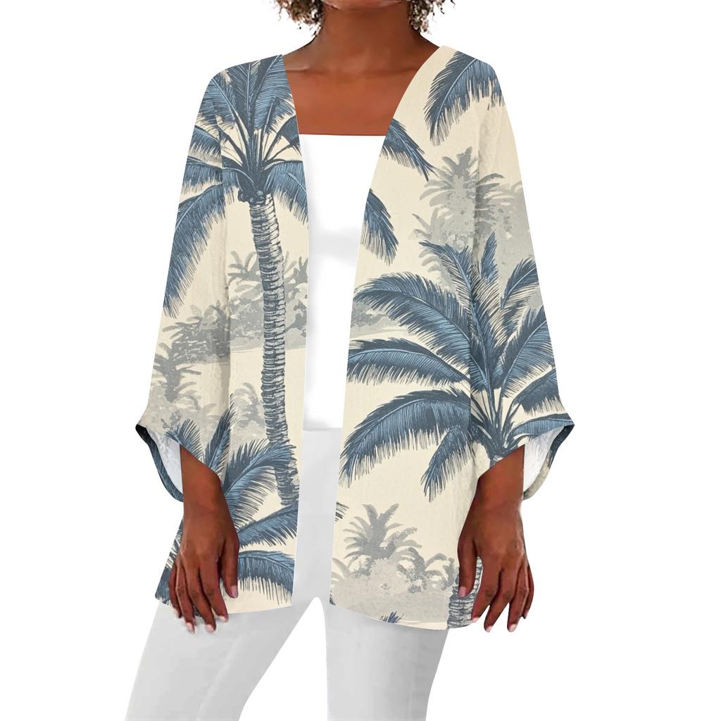 Women's Casual Fashion Printed Lightweight Mid-length Jacket Cardigan
