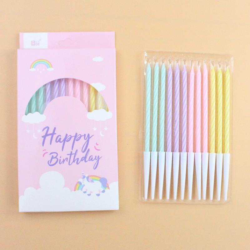 New Birthday Candle Happy Encounter A3 Slender Colored Crystal Spiral 12 Boxed Party Candles