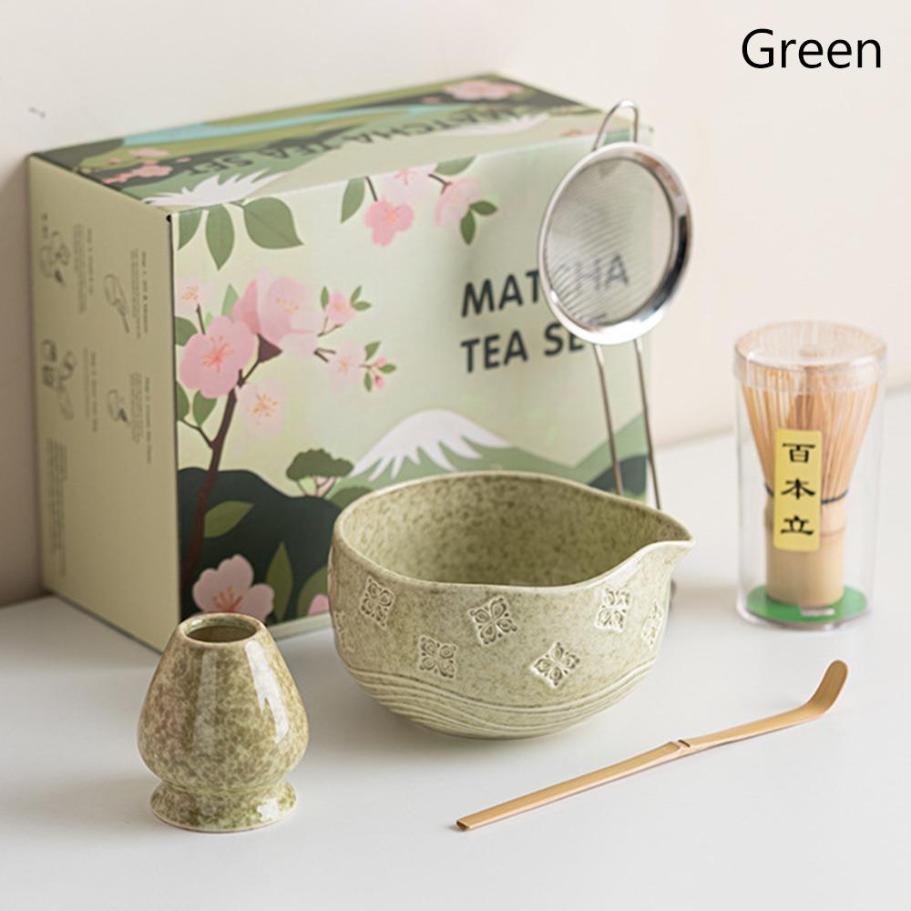 Ceramic Bamboo Japanese Matcha Tea Set Matcha Bowl Matcha Making Kit Matcha Whisk Set  Tea Lovers