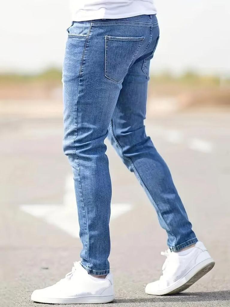 Kayiyasu Skinny Cargo Stretch Denim Plus Sizes Stylish for and Winter Men's Jeans, Pants, S-2XL, Buttoned, Cotton, Spring, Summer, Fall, (2XL Blue)