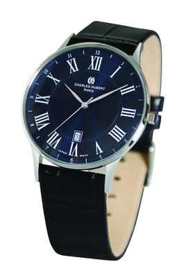 Charles Hubert Black Men's Watch, 3-Hand, Date, 4037-E,
