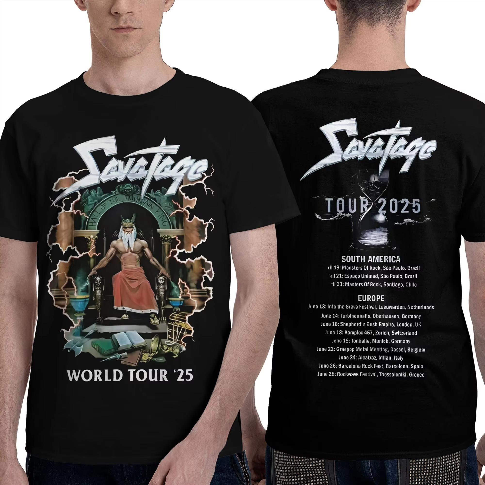 

Хлопковая футболка для пары Savatage Тур по Южной Америке 2025 Пляжная Y2K Забавные футболки Большой размер Одежда с рисунком XL