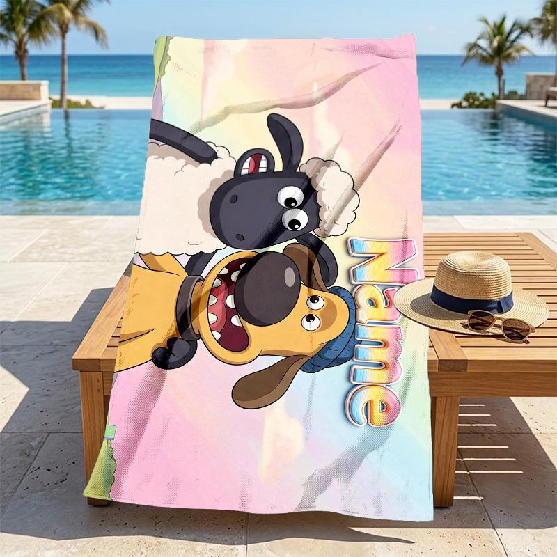 Custom Name Sheep Dog Stylish printed beach towel,a quick-drying, absorbent mat suitable for the beach, pool, gym, and travel fans gift