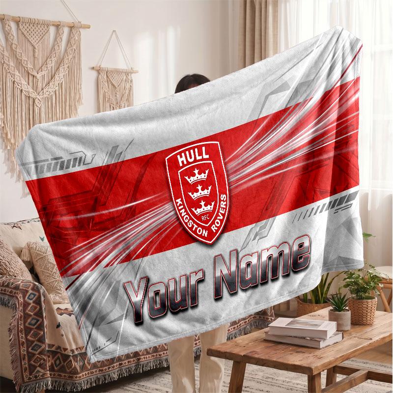 Hull KR Flannel Blanket, Custom Name Text Personalized Soft Throw Blanket Home Decor Gift