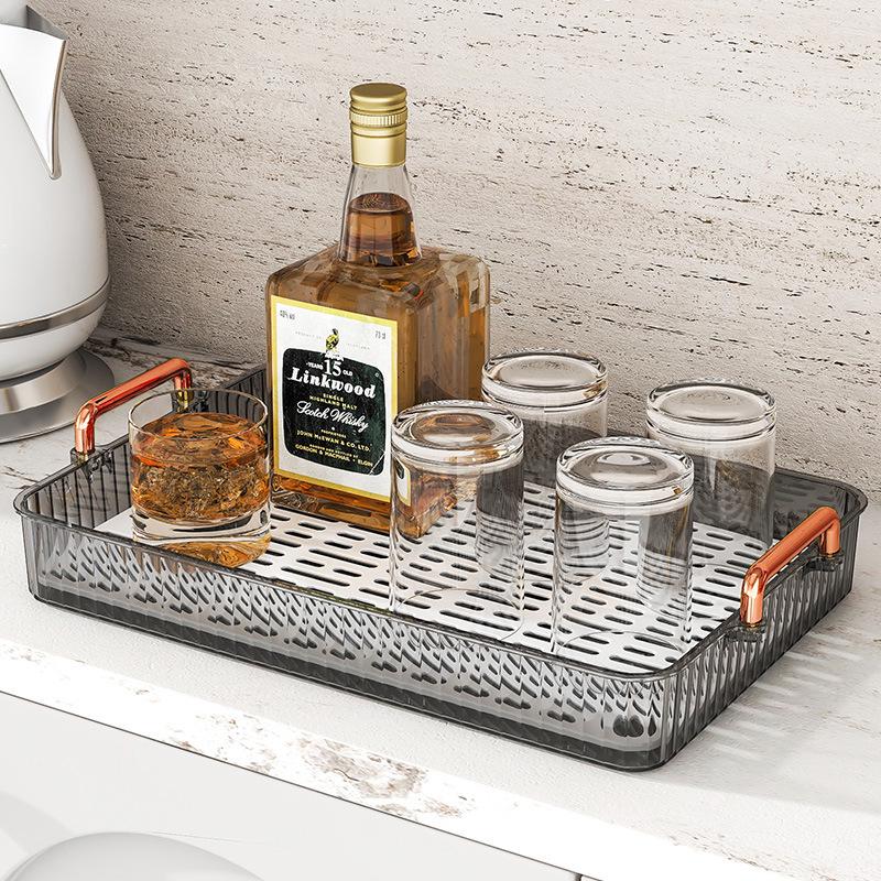 Luxury Teacup Set with Tray - Home Use Rectangular Draining Tray with Kettle Storage, New Style Cup Holder for Living Room.