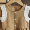 Koreanische Version Kinderkleidung Mädchen Blau Imitation Denim Anzug Sommer Ärmelloses Oberteil + Weite Hose Zweiteiliges Set
