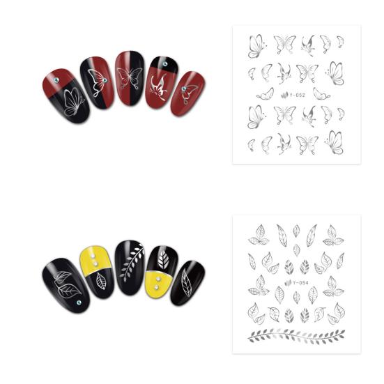 30 Sheets Golden Silver Butterfly Cat Spider Nail Art DIY Decor Sticker Decal