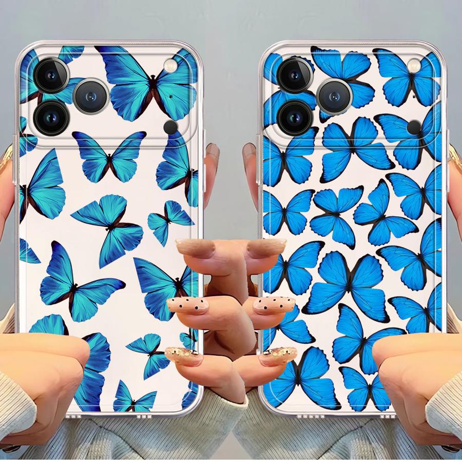 Case for iPhone 17 Pro Max Air XS Max 15 13 Pro 11 17e XR 14 Plus 16 12 Mini Soft Phone Cover Beautiful Butterfly