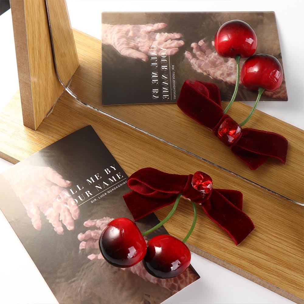 Red Velvet Velvet Bow Hair Clip Bowknot Cherry Hairpin Cute   Student