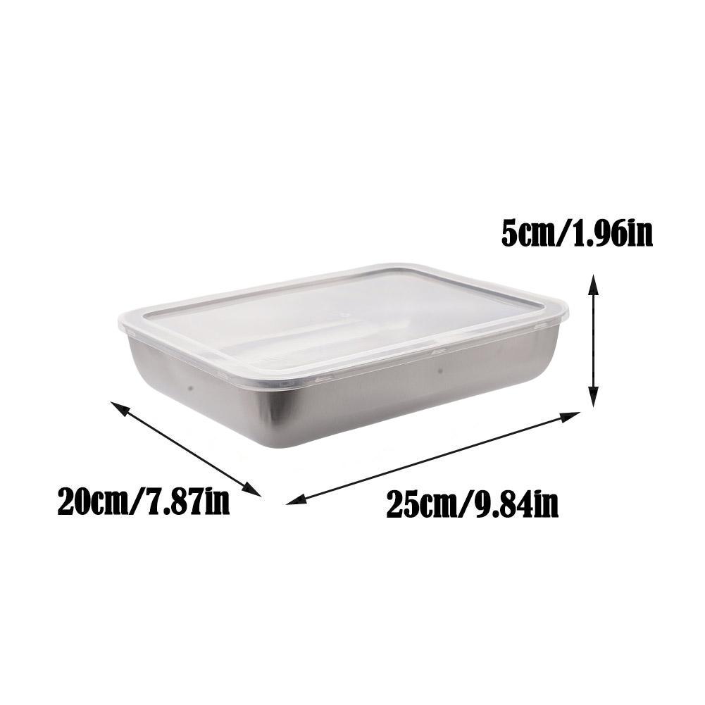 Plastic and Stainless Steel Refrigerator Crisper Food Storage Box with Plastic Lid Prepare Seafood Fruit Vegetable Picnic Box