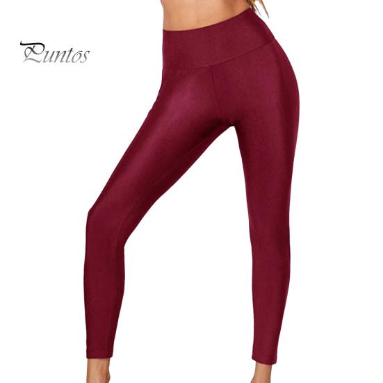 Leggings for kvinner med høy elastisitet Slim Fit Ensfarge Glanset Yogabukser med høy midje Vår Høst Aktiv slitasje