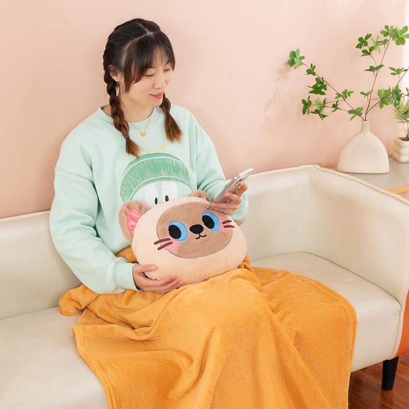 Cartoon Cat Plush Pillow Blanket With Soft Pp Cotton For Home Comfort And Giftgiving