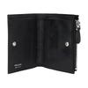 Prada Saffiano Enamel Metal Triangle Logo Snap Closure Natural Leather Wallet Women's Black