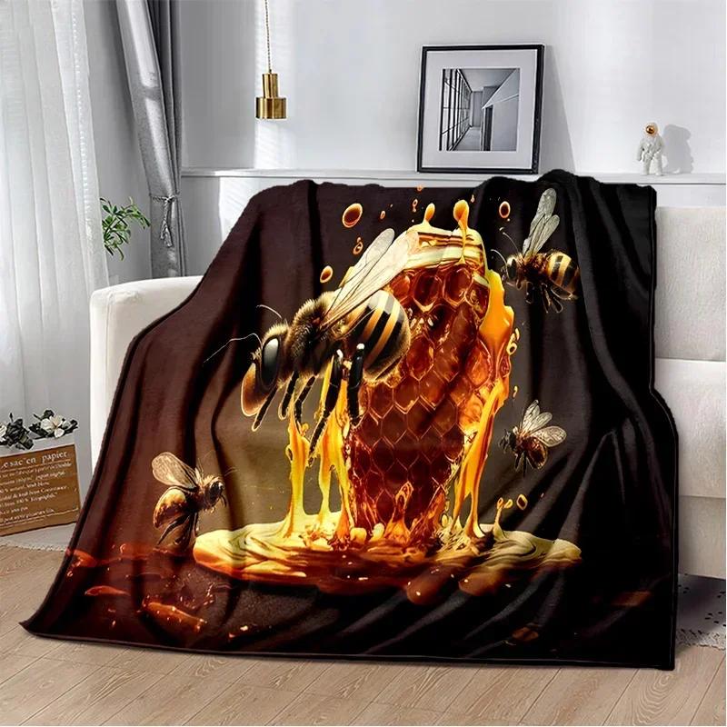 Cute Bee Honey Insect Cartoon Blanket,Soft Throw Blanket for Home Bedroom Bed Sofa Picnic Travel Office Rest Cover Blanket Kids