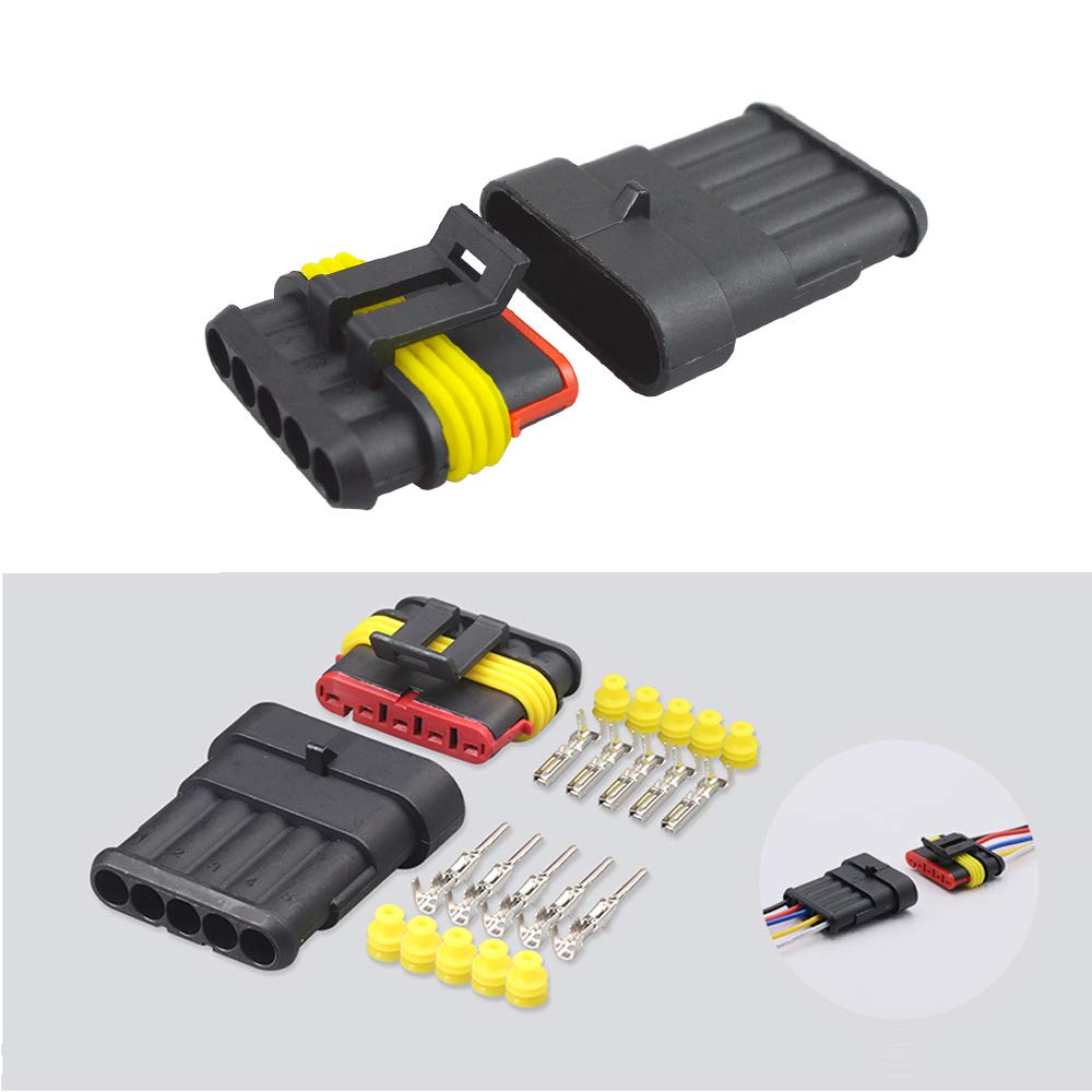 FULARR® 8 Sets Premium 5 Pin Car Waterproof Electrical Wire Connector Plug, Car Waterproof