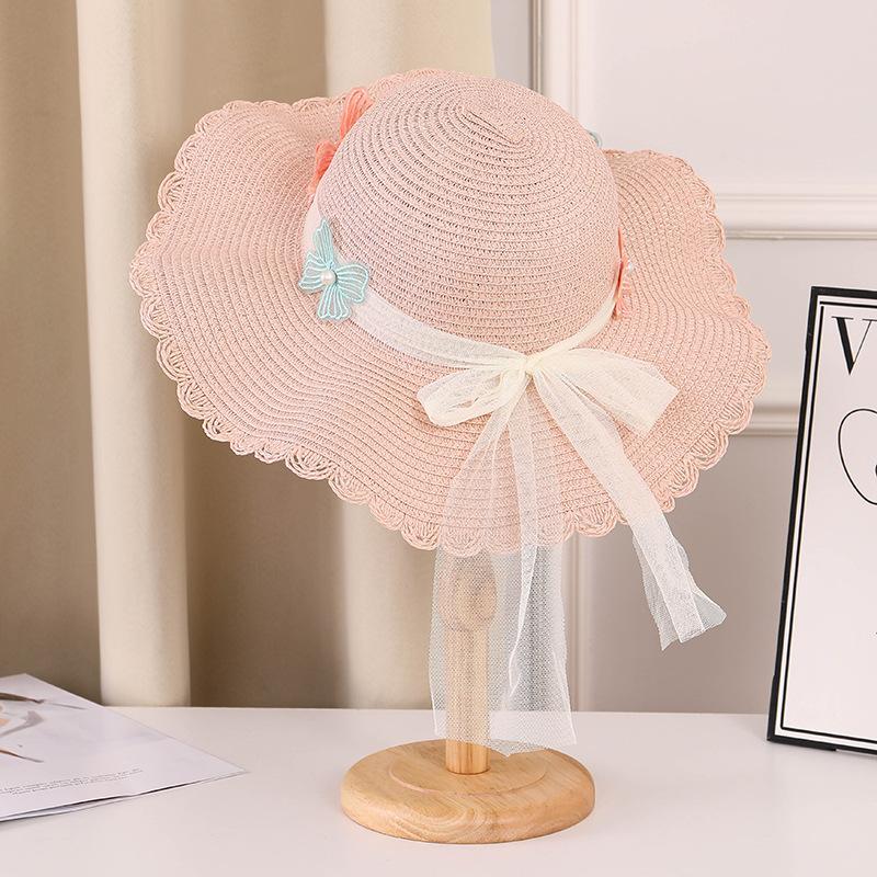 Fashion Straw Sun Hat Casual Bowknot Decor Hat for Women UV Protection Suitable for Outdoor Beach Lightweight and Stylish