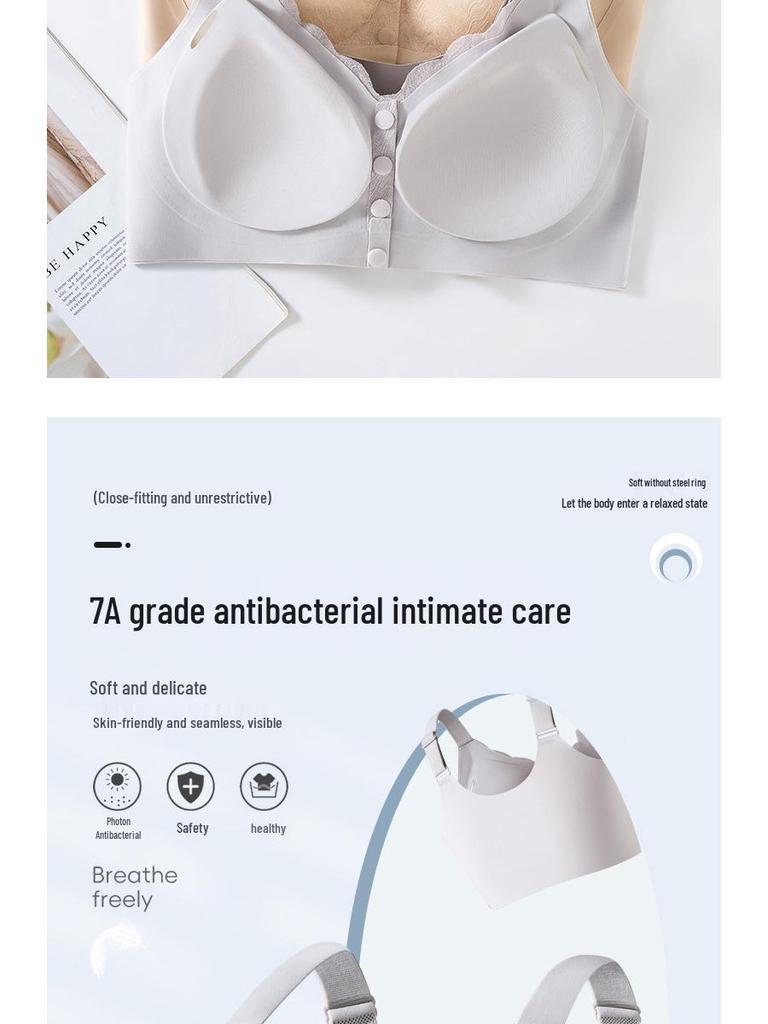 Plus-Size Women's Front-Buckle Nursing Bra: Seamless, Comfortable, for Middle-Aged & Elderly.