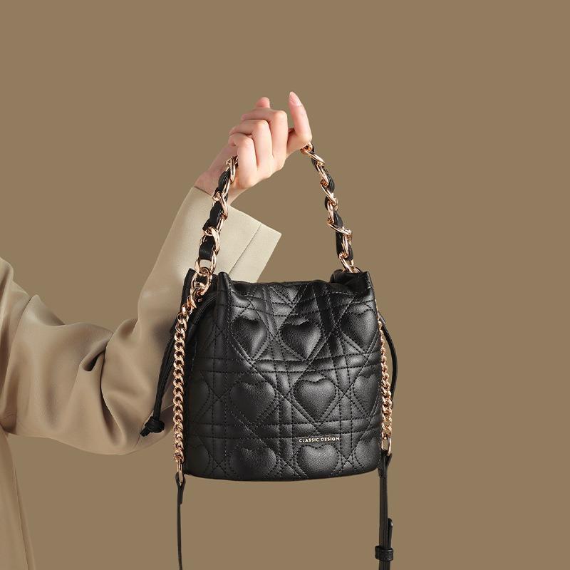 Bucket Bag Women's New Women's Bag Leather Shoulder Messenger Bag High-end Portable Chain Bag