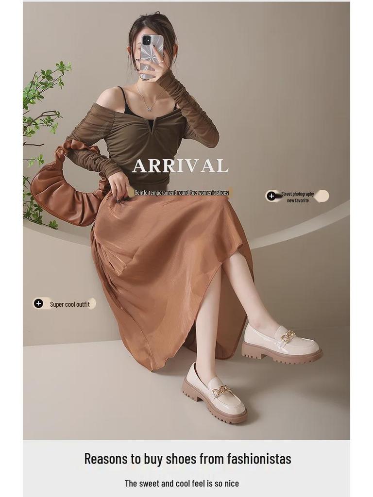 Damskie Loafersy na Grubej Podeszwie Sznurowane 2025: Wszechstronny brytyjski styl na wiosnę i lato