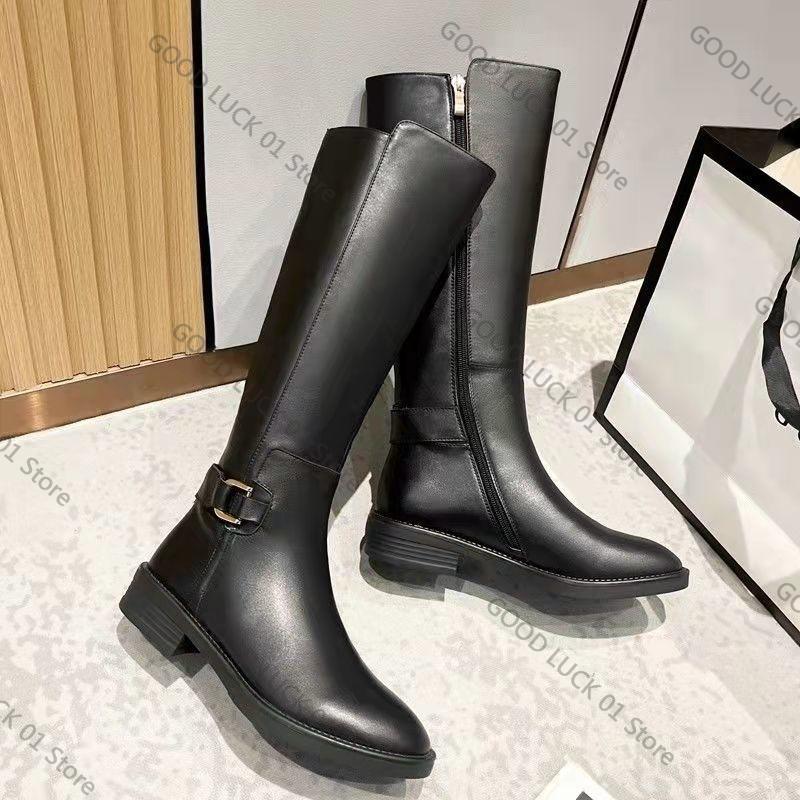 Fashion 2025 Autumn Winter Low Heel Women Knee High Boots Fashion Side Zippers Long Booties Zapatos De Mujer