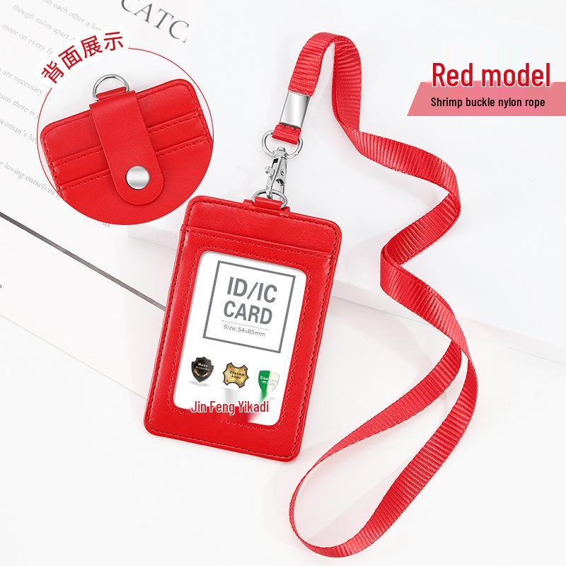 Custom Leather ID Card Holder with Retractable Buckle & Multiple Slots for Work & Student Badges