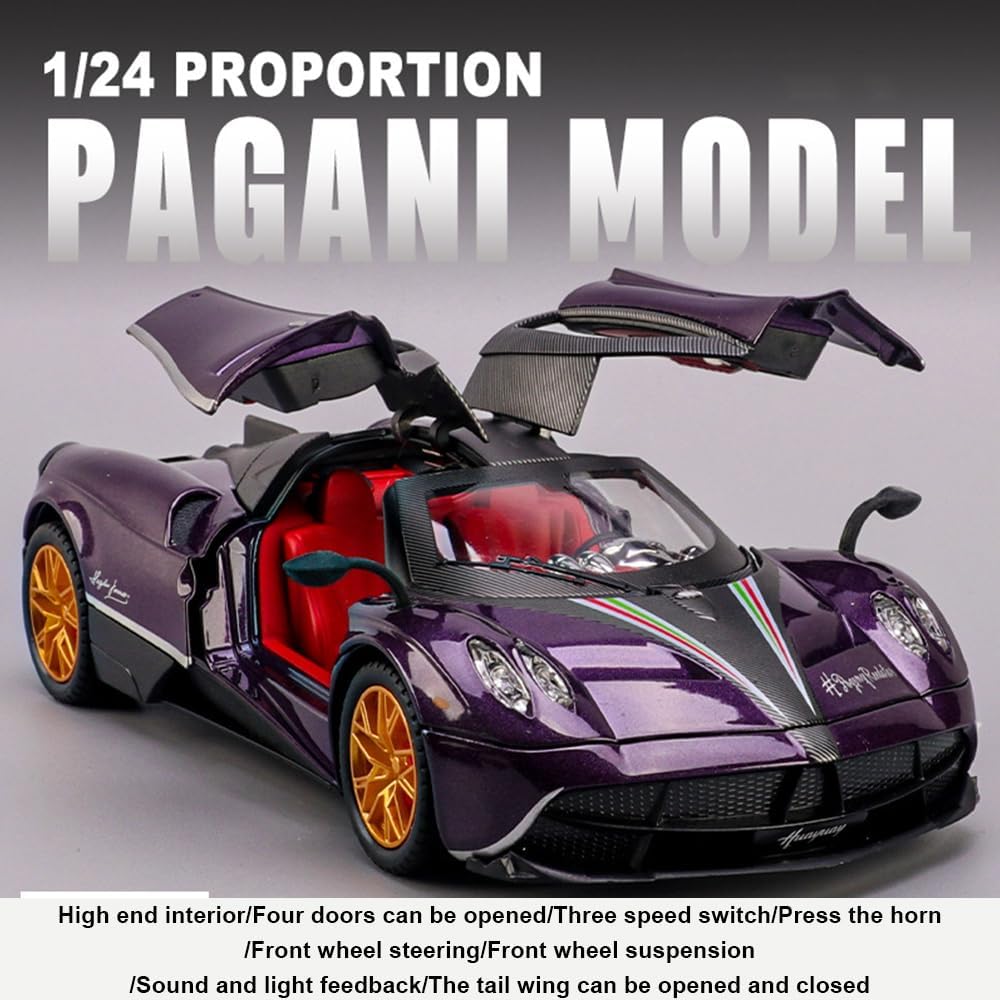 1/24 Alloy Die-casting Metal Pagani Huayra Dinastia Car Model Toys with Sound and Light Functions,Pull Back,Adults and Children Are Suitable for Gifts