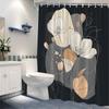 1pc Elegant Abstract White Floral Shower Curtain - Minimalist Design, Modern Polyester,Contemporary Bathrooms