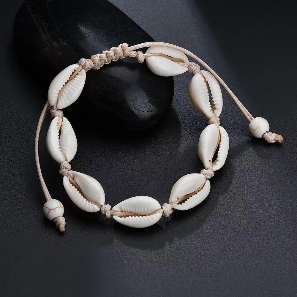 Bohemian Shells Turquoise Collares Necklace Summer Natural Starfish Hand-woven Beach Vacation Adjustable Necklaces Choker