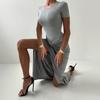 European and American Style 2026 Summer New Fashion Personalized Solid Color Onesie Pleated Slim Dress Suit Women
