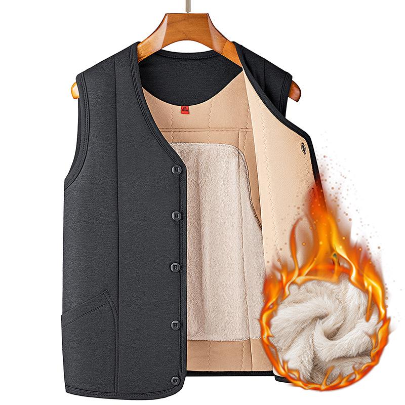 Winter Men's Thickened Cotton Vest: Mid-Aged & Elderly Wear