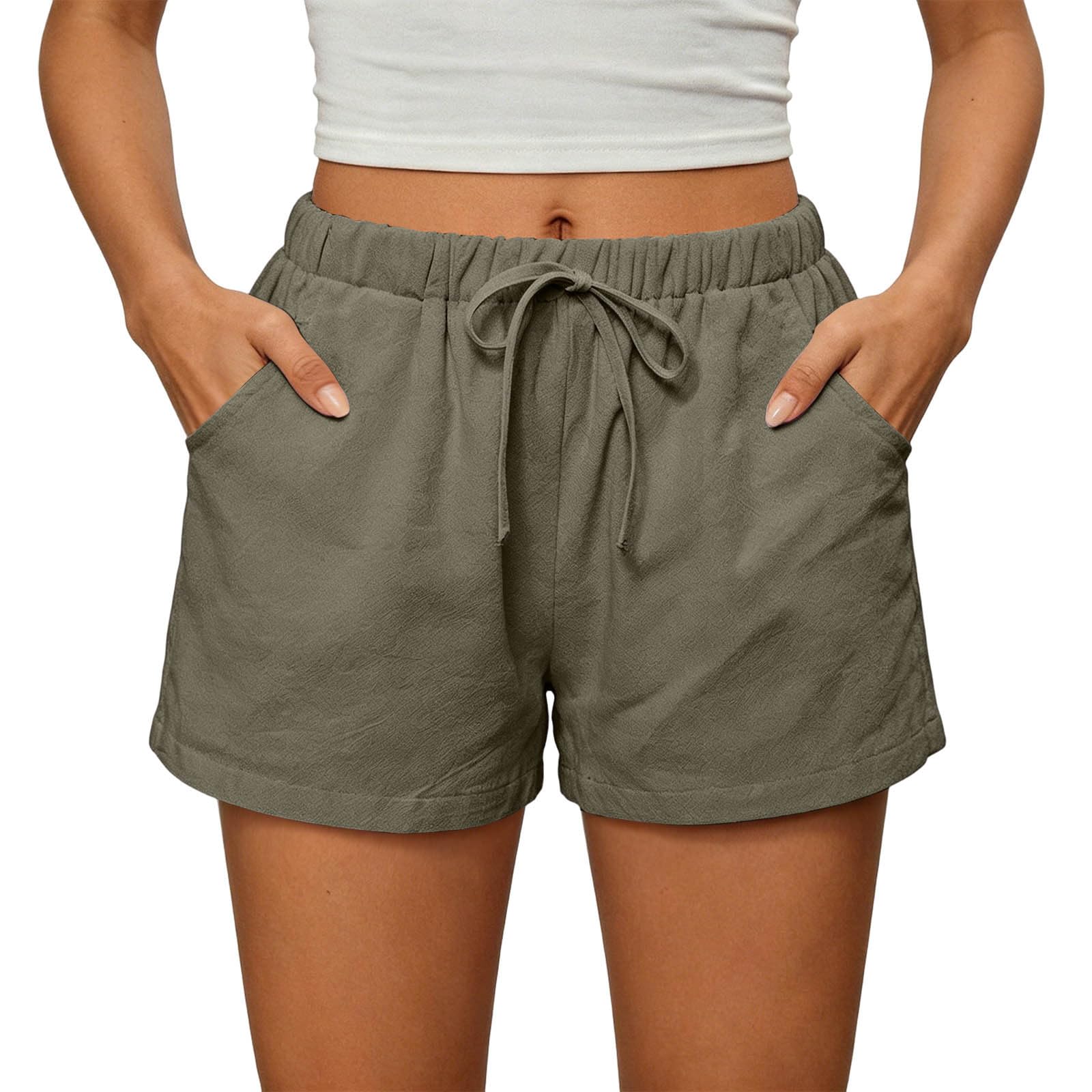 

Womens Shorts Casual Elastic High Waisted Drawstring Shorts With Pockets L