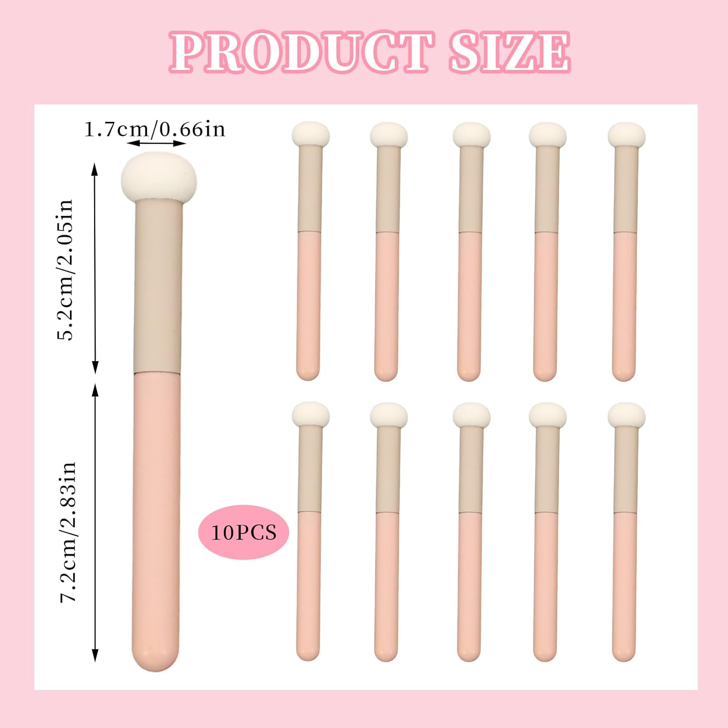 10 Pcs Makeup Applicators, Concealer Sponge With Handle, Round Mushroom Makeup Brushes, Soft Fluffy Face Blenders & Sponges Applicator For Women