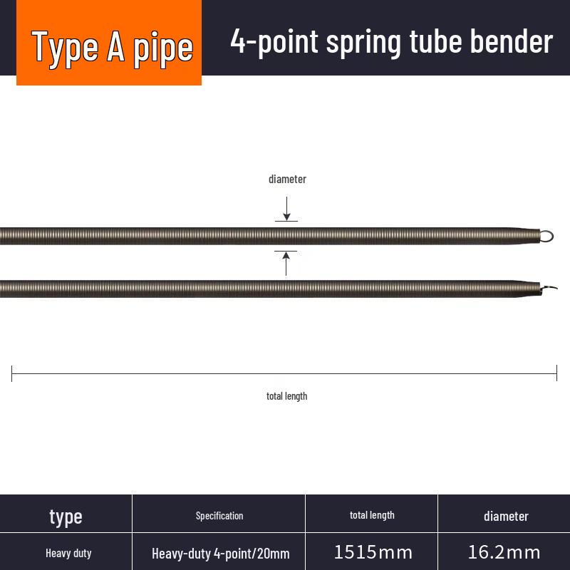 1.5m Manual PVC Conduit Bender Spring for Electricians - Fits 3/8", 1/2", and 3/4" Conduits