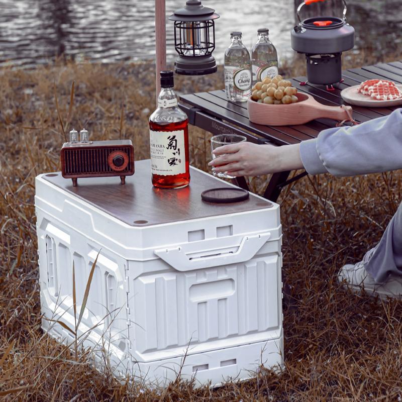 Outdoor Camping Storage Box With Raised Top, Large Capacity Picnic Folding Storage Box, Car Backup Organizer