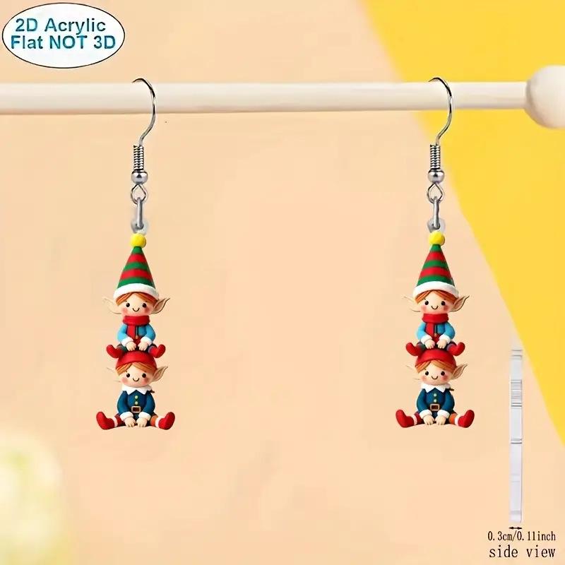 Grensoverschrijdende Kerstelf Soldaat Oorbellen - Schattige Acryl Cartoon Sieraden