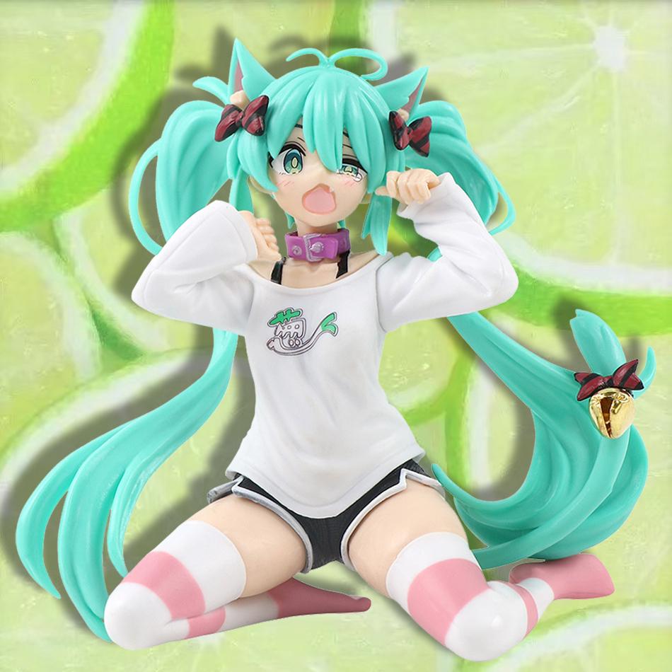 Anime 11cm Cute Girl Figure Cat Ear Long Sleeve Shirt Kneeling Animation Model Toy Gift PVC Collection Decorative Ornaments