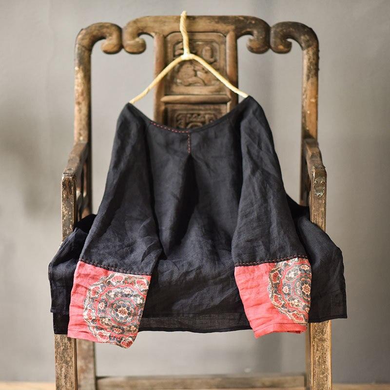 Johnature Spring Autumn Vintage Retro Patchwork O-neck Long Sleeve Cotton Linen Shirt Leisure Loose Blouses