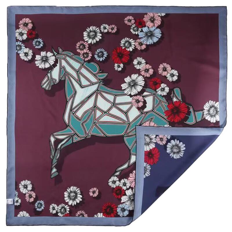 SIYUTANG Horse Stepping On Flowers Double-Sided Silk Scarf