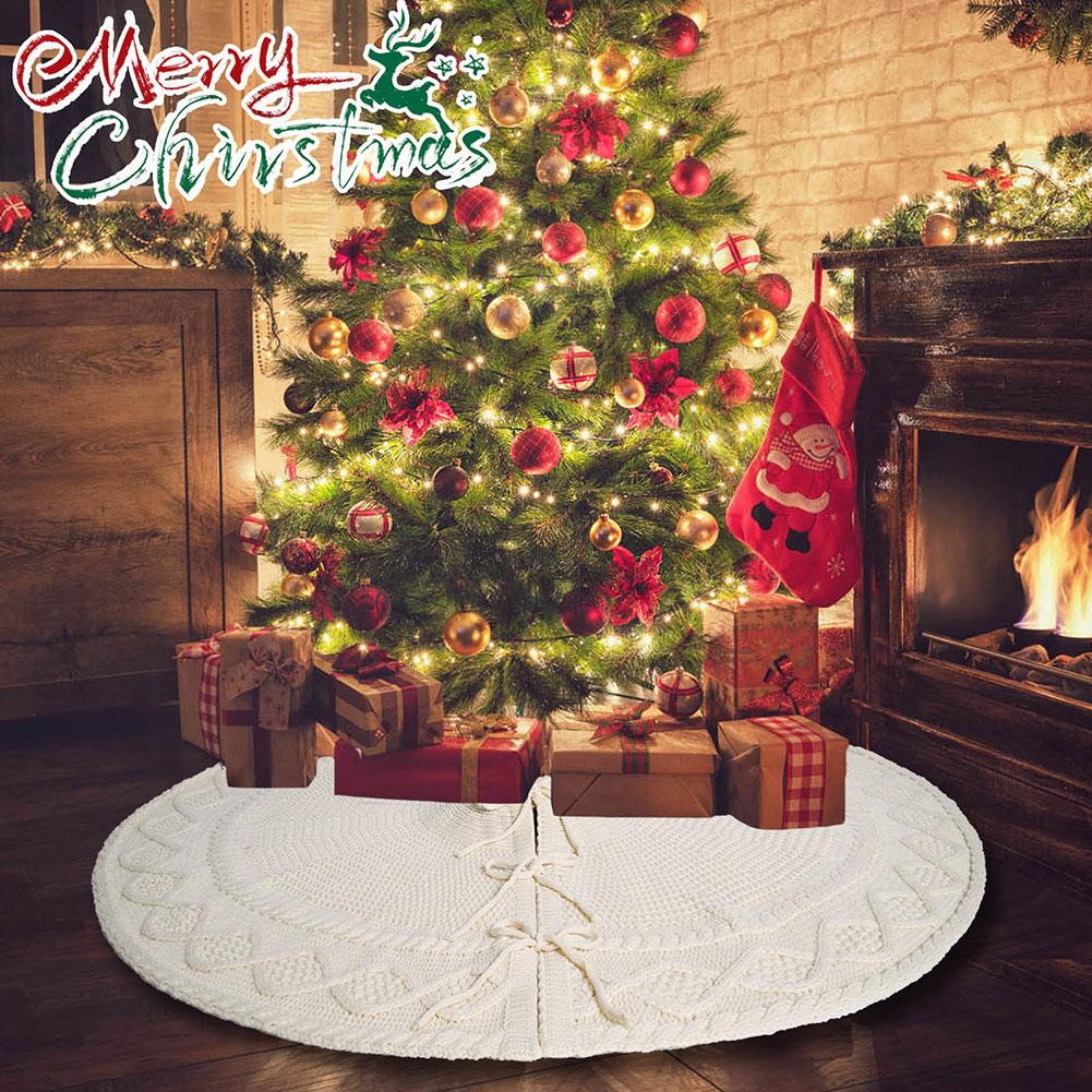 36 Zoll geflochtener Weihnachtsbaumrock, gestrickter Weihnachtsbaumrock, plissierter Weihnachtsbaumrock, Weihnachtsfeier-Dekoration, Geschenk-Baumrock