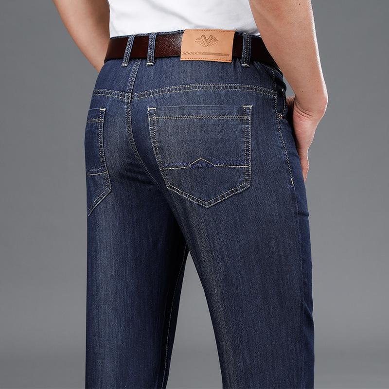Herren Stretch Sommer Gerade Locker Geschnittene Jeans für Business Casual