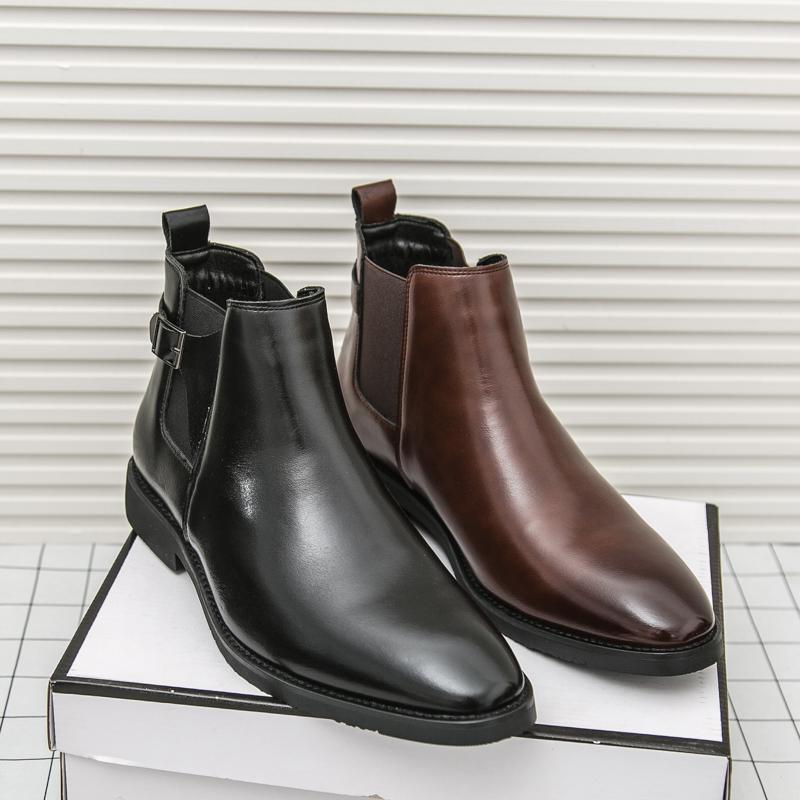 Yuppie Chelsea Shoes Men High Quality Oxford Ankle Boots Men's Dress Shoes Trend Britain Brogue Social Formal Shoes Men