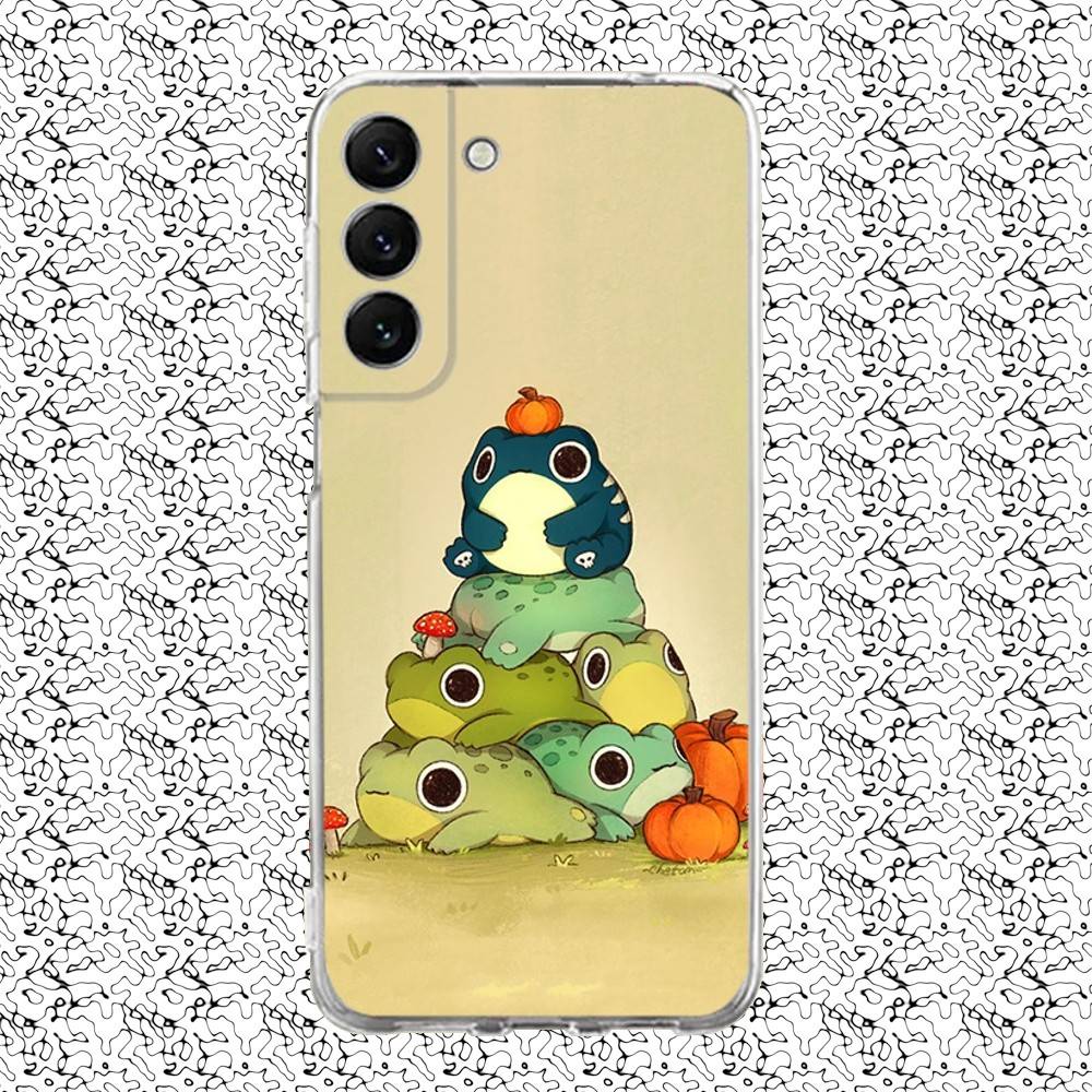 Cute Frog Phone Case For Samsung S24,30,21,22,23,20 FE,lite,PIus,Ultra,5G,Note,9,10 Transparent Cover