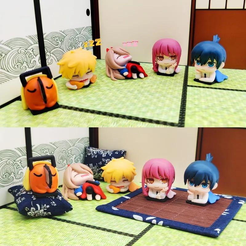 1inch Cute Chainsaw Man Action Figurine Mini Denji Power Makima Sleep Statues Aki Hayakawa Pochita Anime Figure Home Decorations