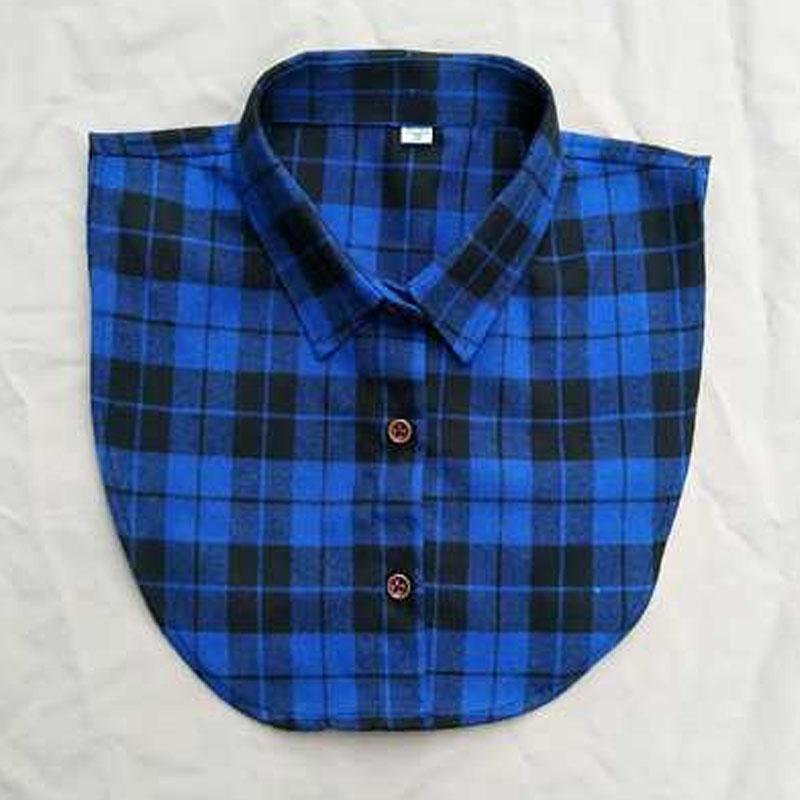 Plaid Fake Collar Shirt Women And Men Size 38 To 44 Dachable Collar Half Shirt Women Men False Collar Tie White Lapel Faux Col