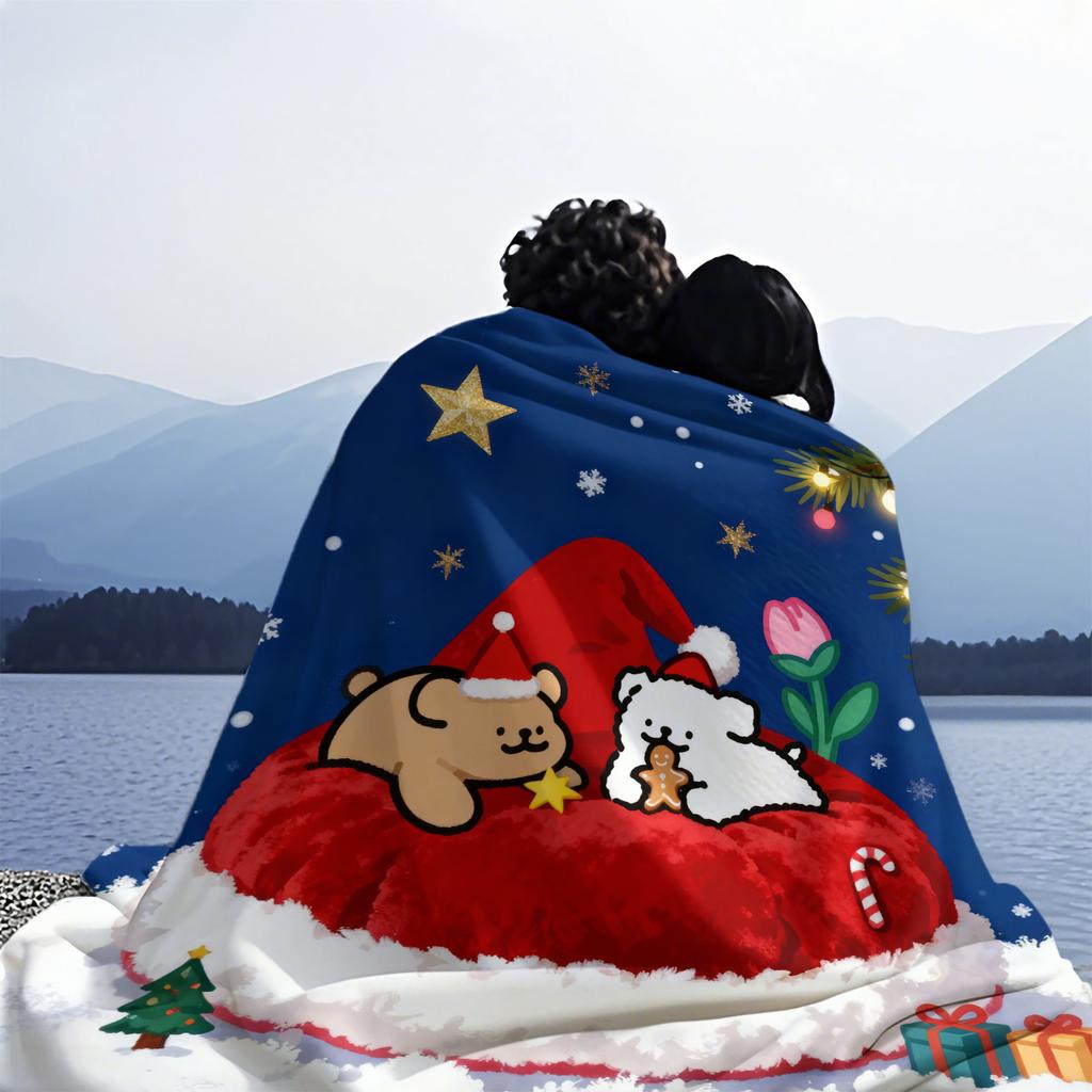 Cute Cartoon Line Puppy Maltese Printed Soft Plush Blanket Warm Blanket for Sofa Bed Suitable for Birthday Girls Christmas Gifts