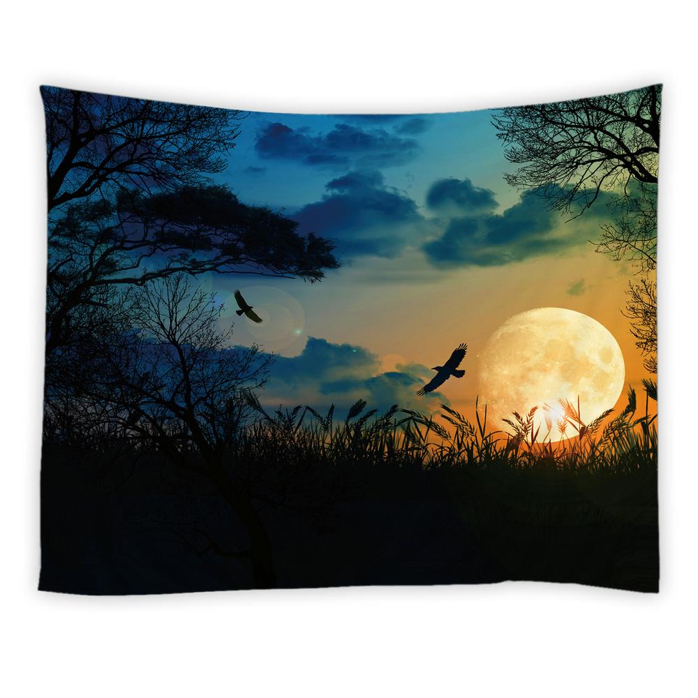 Moon Star Pattern Tapestry Home Decor Wall Sun Earth Star Sky Print Pattern Blanket