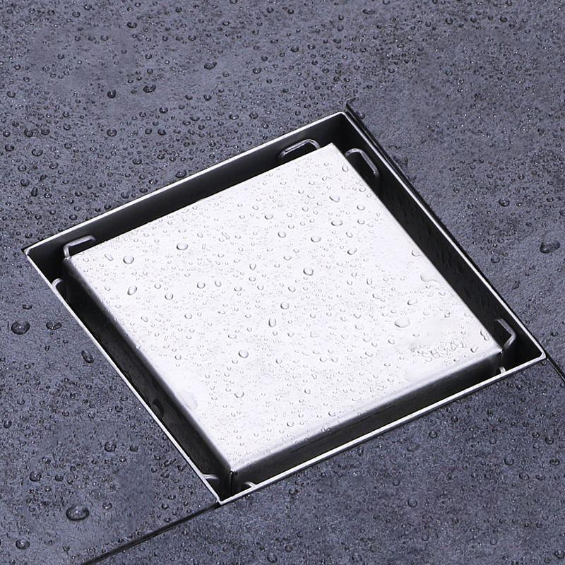 15cm/10cm Tile Insert Floor Trap Hidden Square Tile Insert Floor Waste Grates Shower Drain 304 Stainless Steel Floor Drain (White,Stainless Steel)